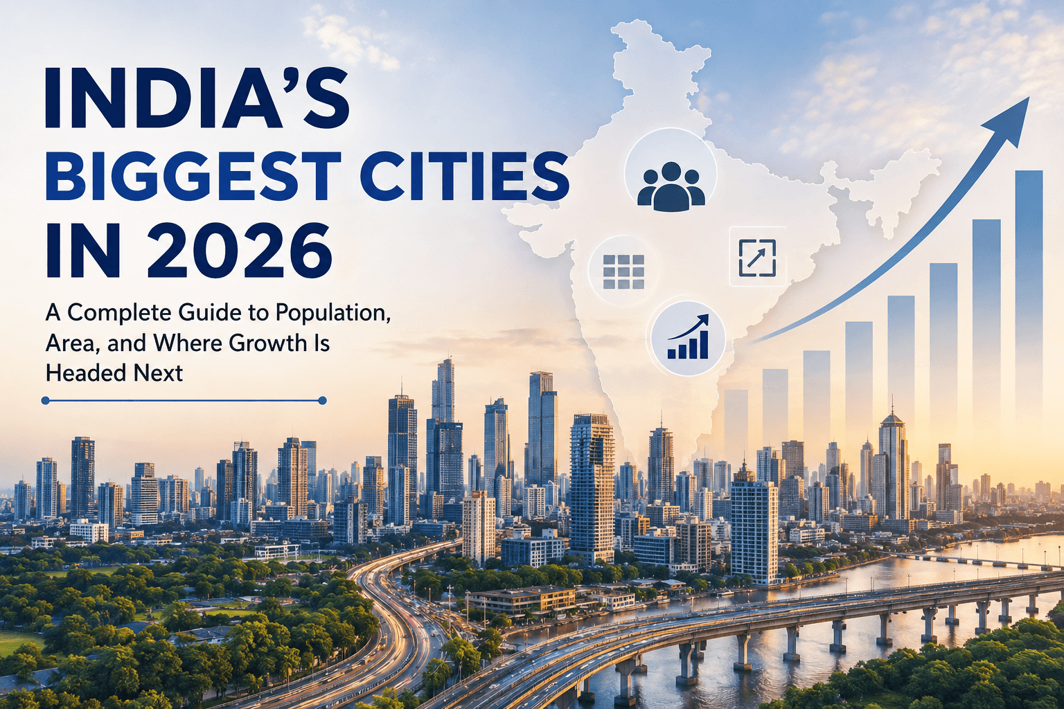 Biggest cities in India 2026 by population, area and growth