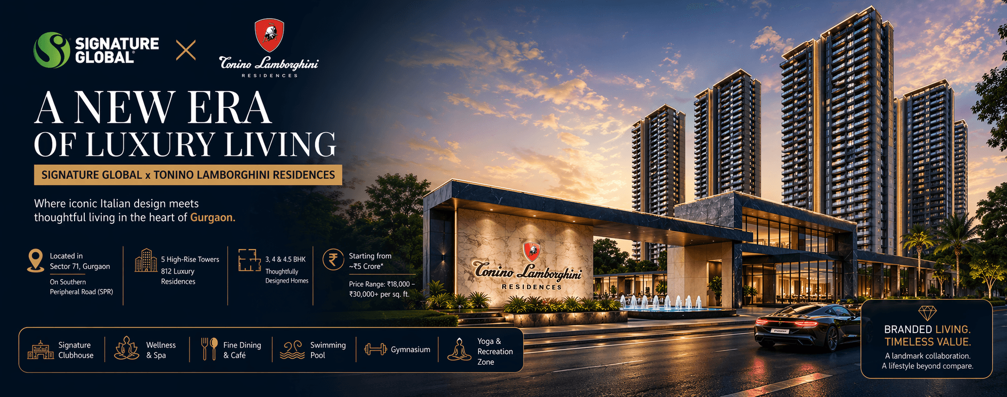 Signature Global x Tonino Lamborghini Residences: A New Era of Branded Luxury Living in Gurgaon