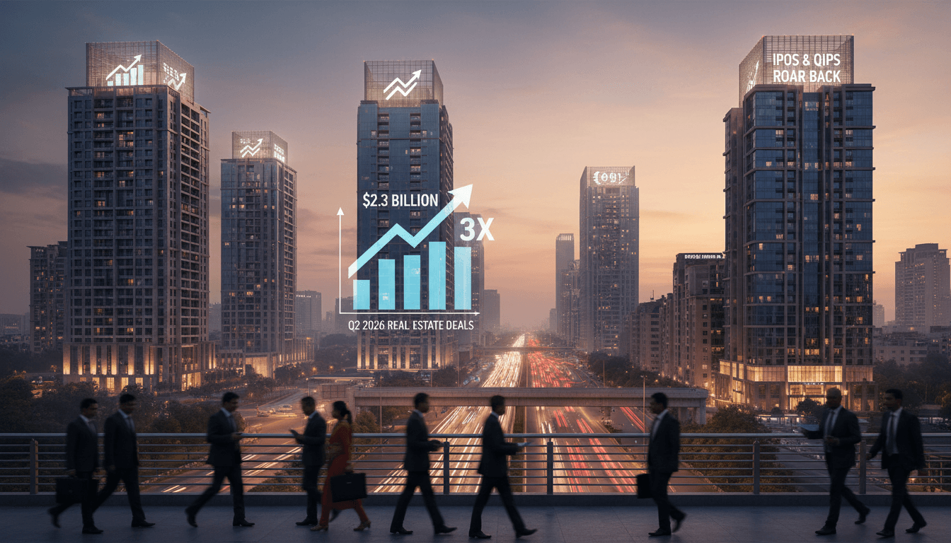 India's Real Estate Deals Triple to $2.3 Billion in Q2 2026 as IPOs and QIPs Roar Back