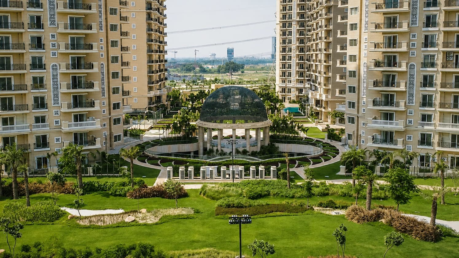 Grand entrance and central clubhouse at ACE Golfshire Sector 150 Noida
