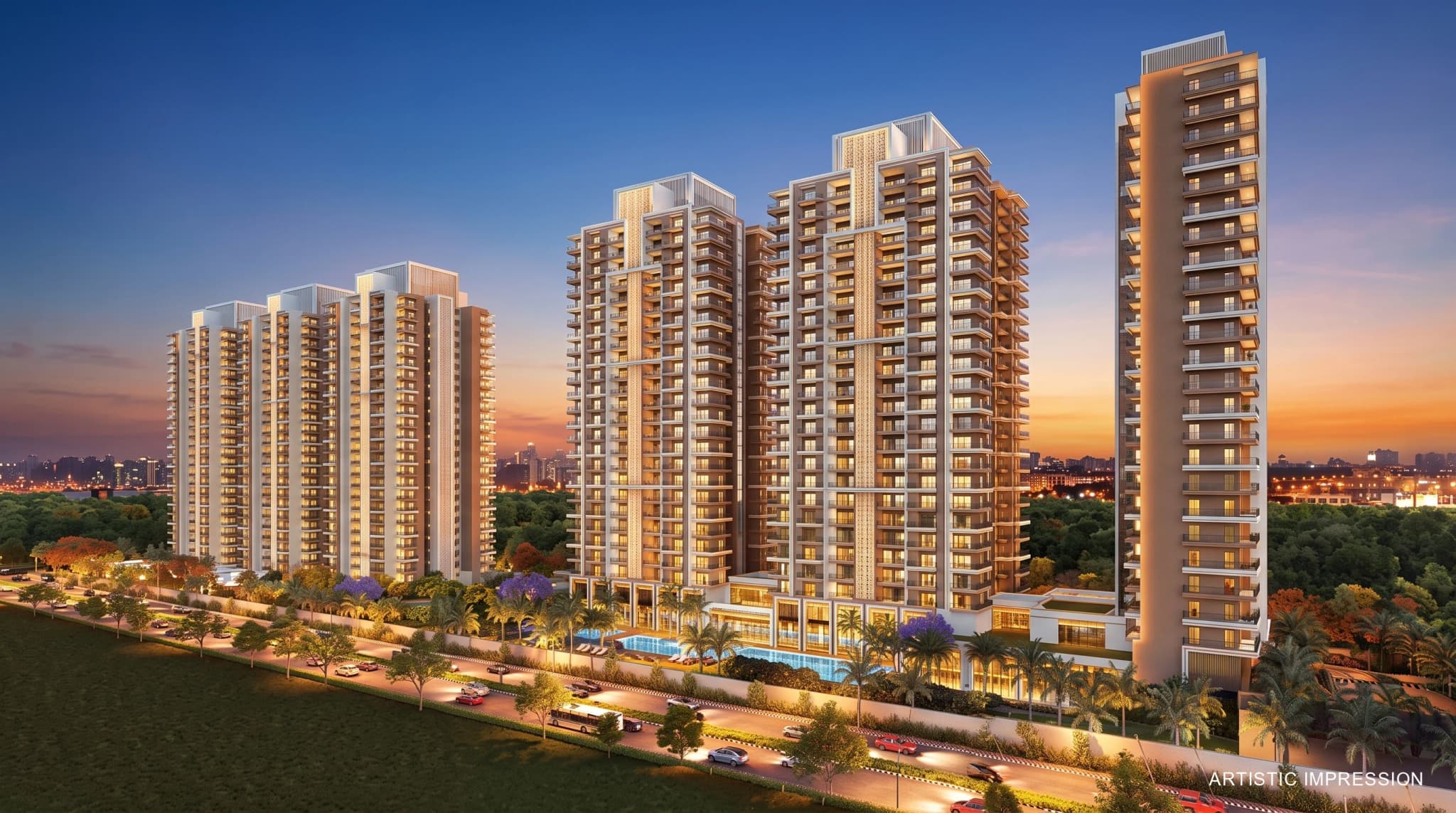 ACE Han’ei residential towers and landscaped surroundings