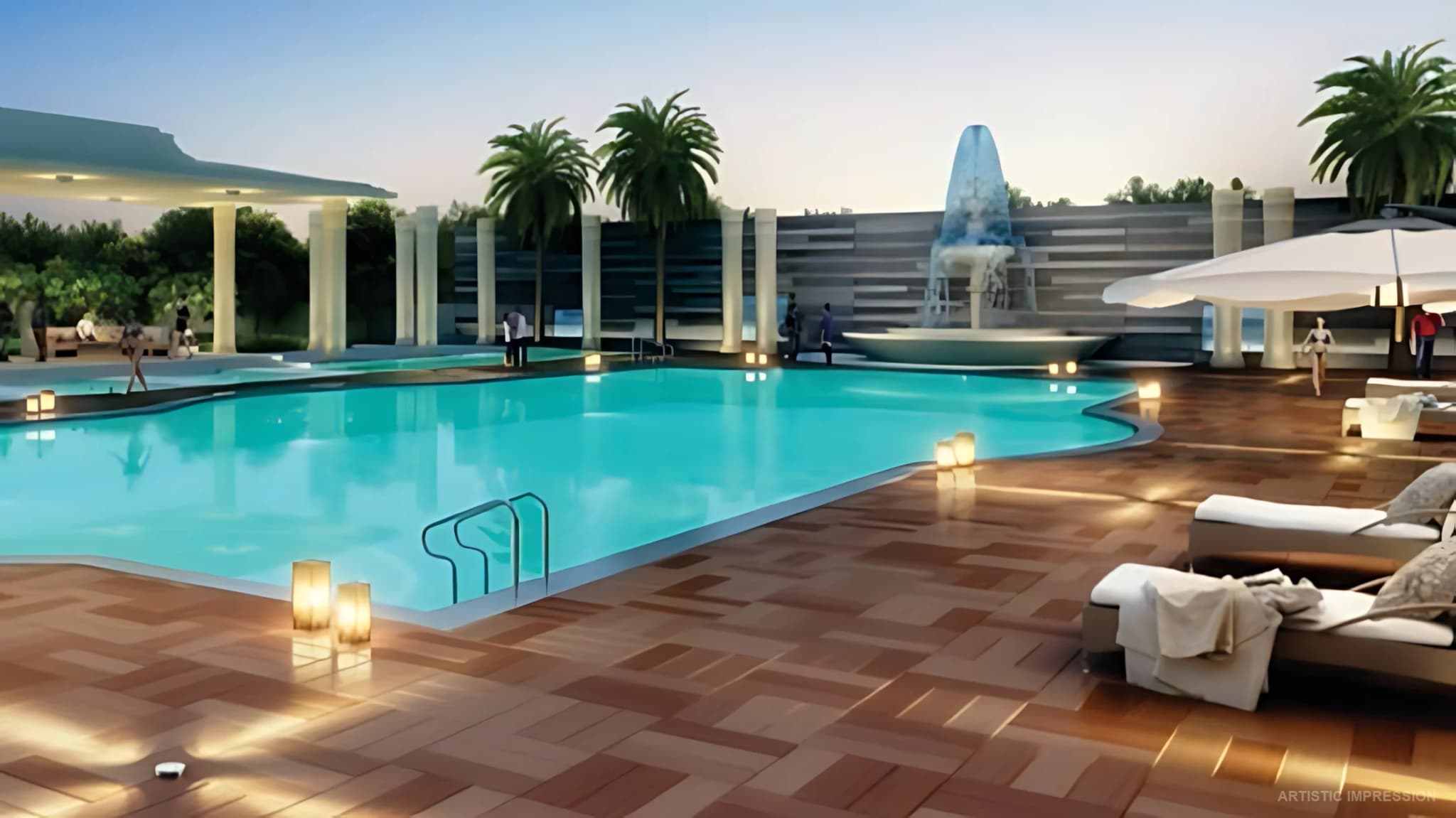 Luxury swimming pool and leisure deck at ACE Parkway Sector 150 Noida
