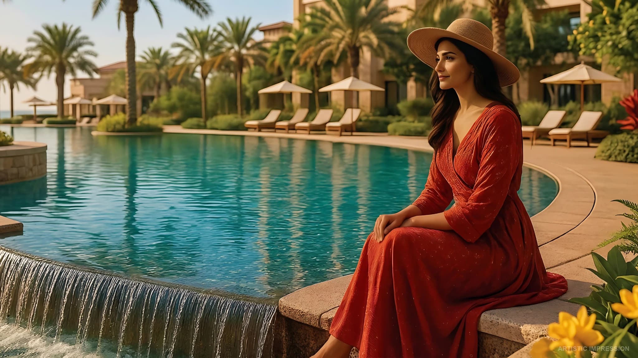 Wellness amenities at Birla Pravaah Gurgaon with resort-style infinity pool and palm-lined sundeck