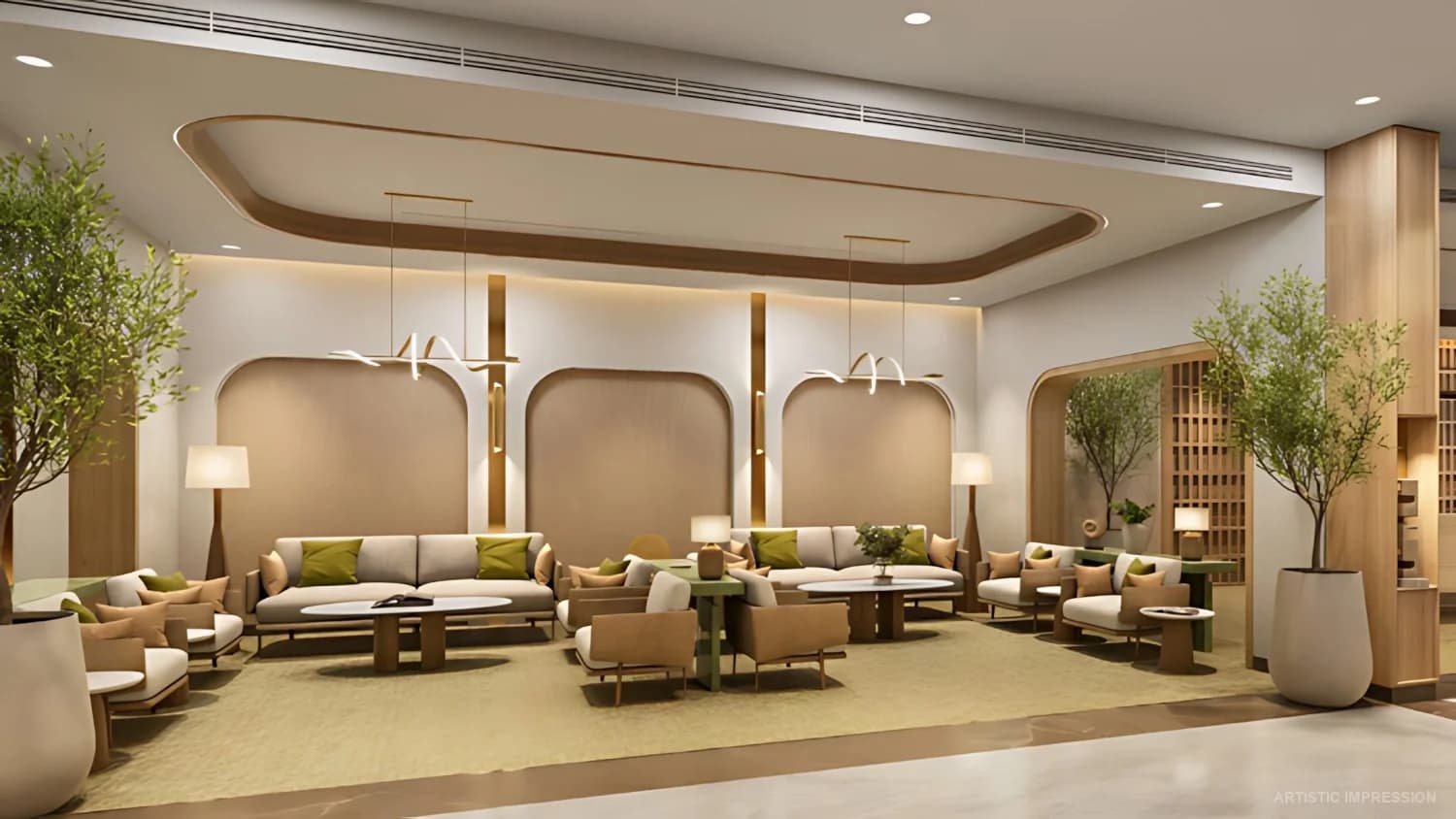 Luxury clubhouse lounge with premium seating and elegant interiors at Emaar Serenity Hills