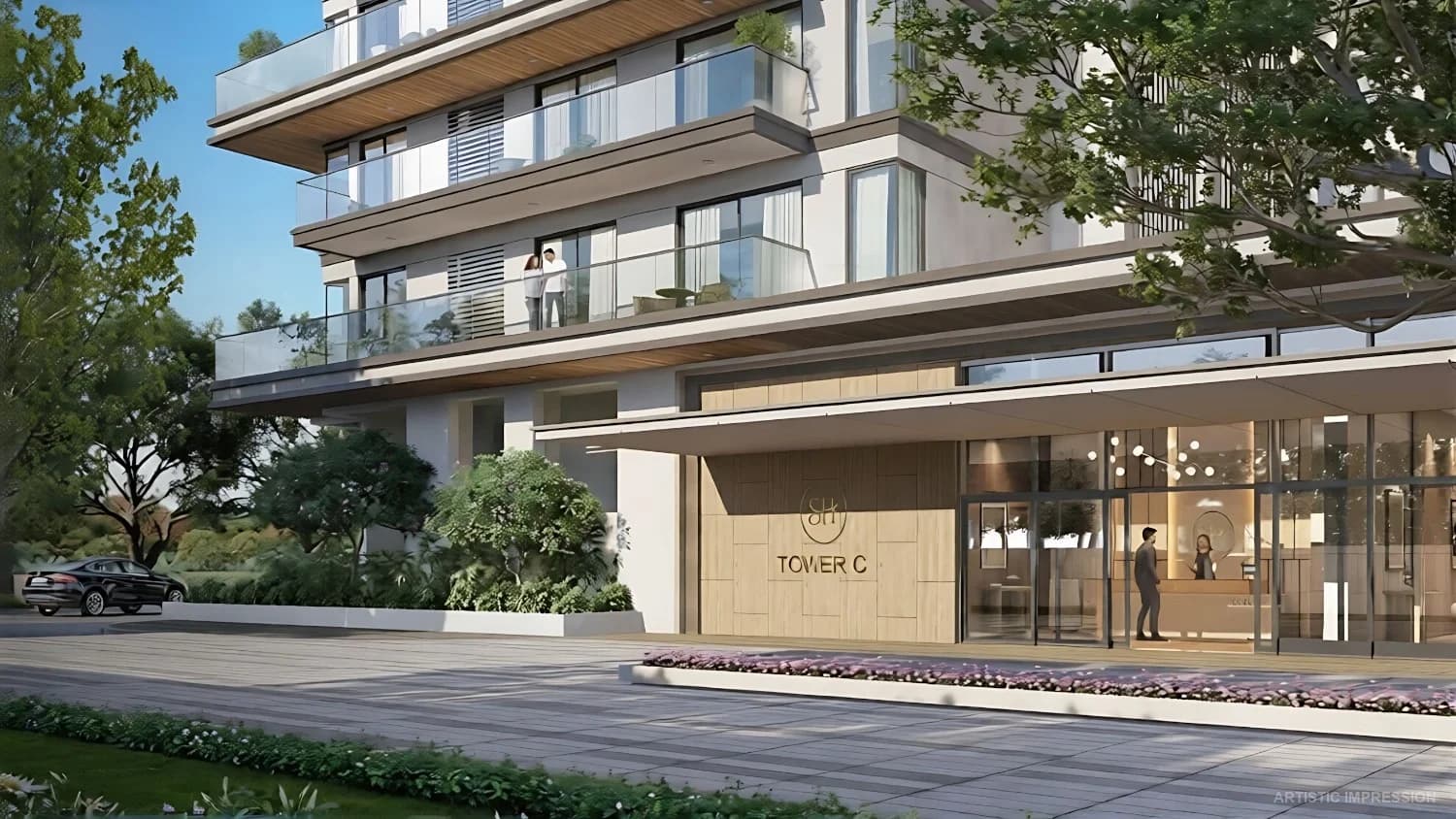 Entrance lobby and premium residential tower at Emaar Serenity Hills