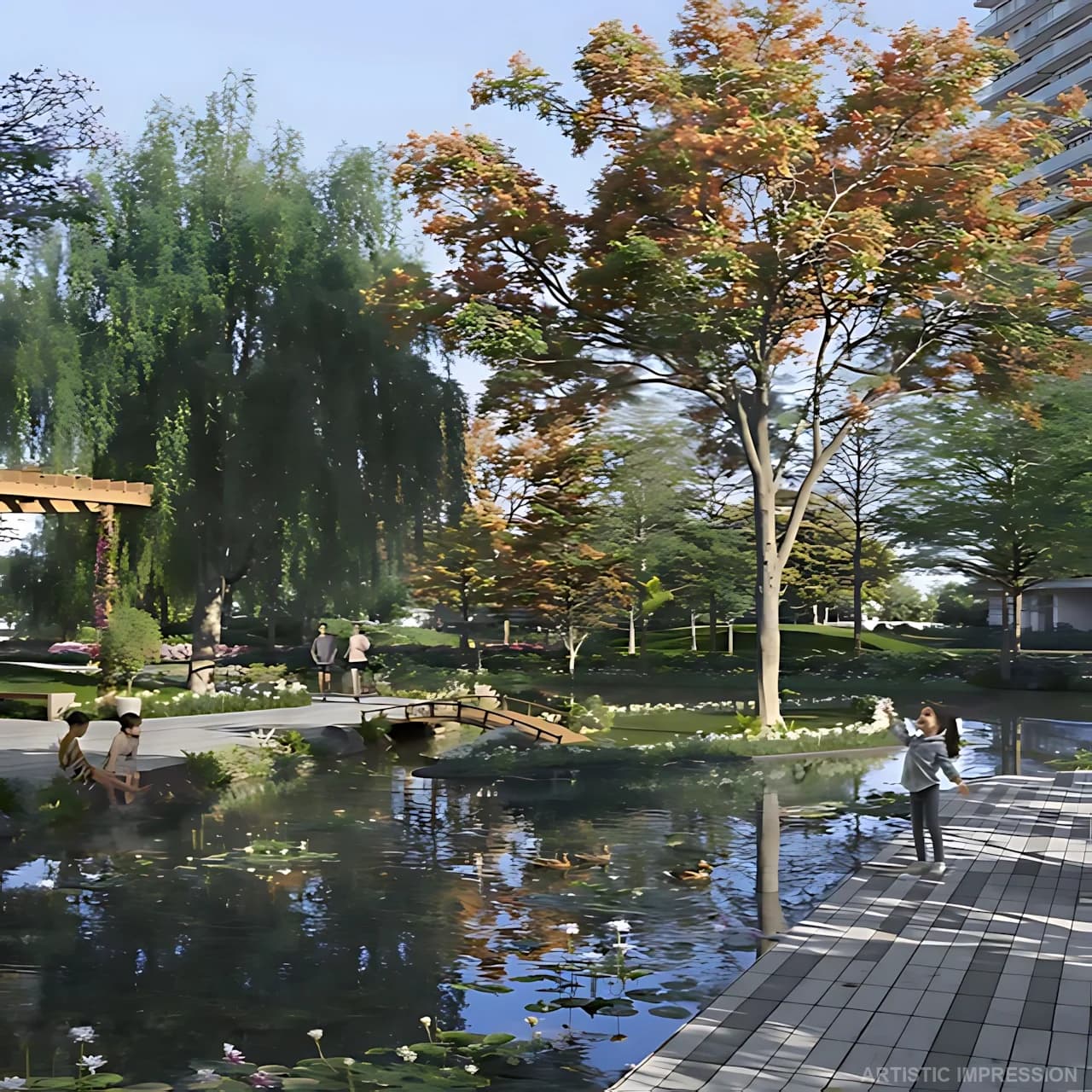 Lush landscaped gardens and serene green surroundings at Emaar Serenity Hills