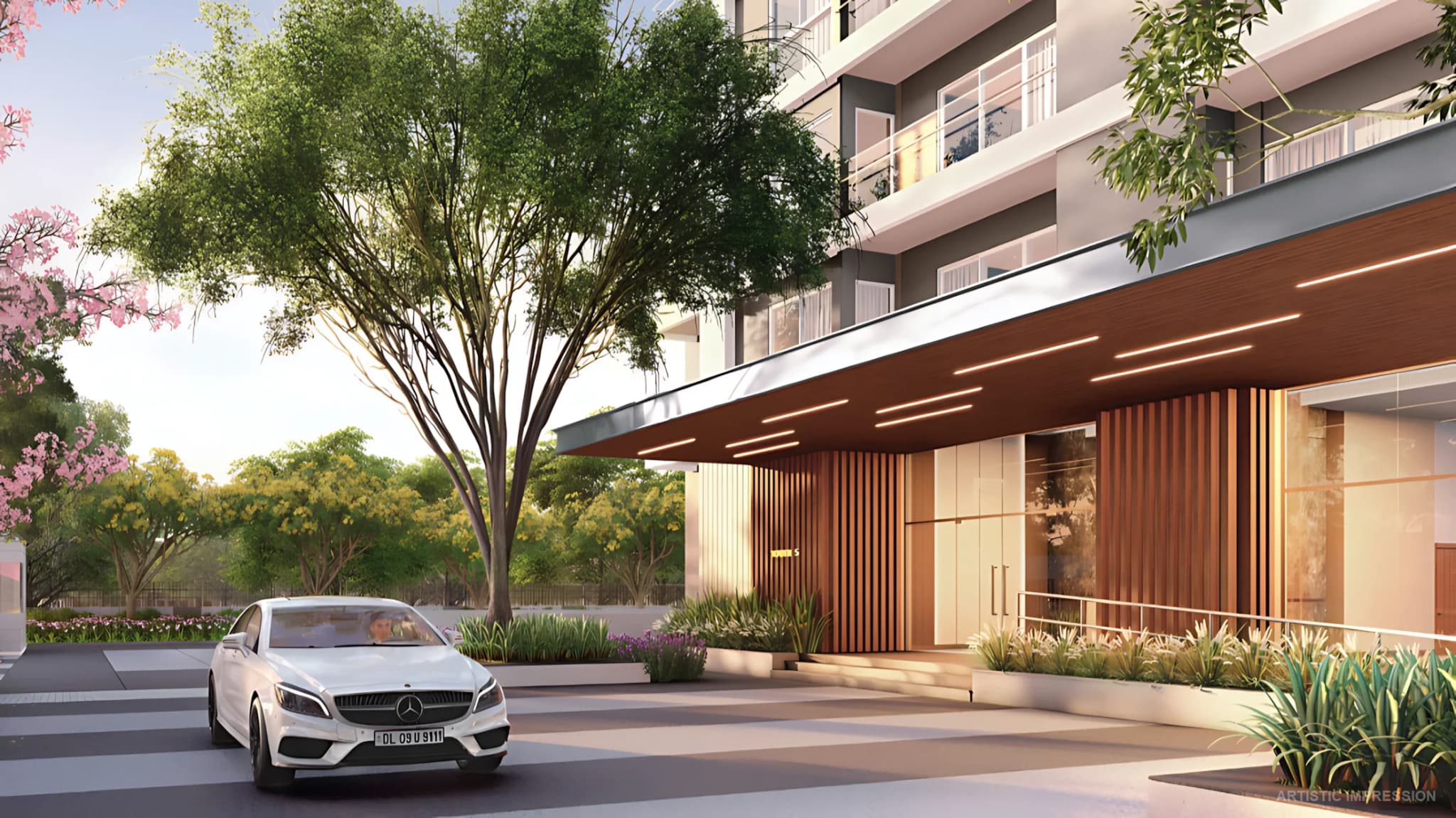 Landscaped arrival experience at Emaar Urban Oasis Gurgaon