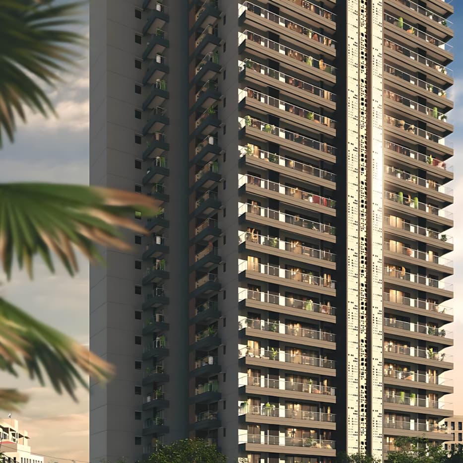 Luxury residential towers with landscaped podium and open green spaces at Godrej Alira Gurgaon