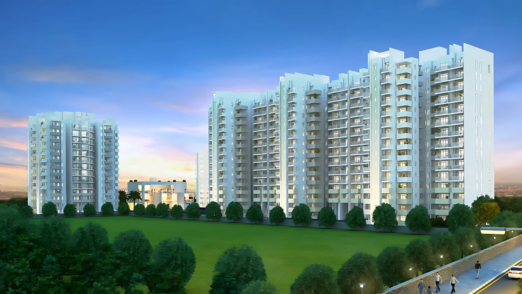 Godrej Aria residential towers overlooking landscaped green spaces in Sector 79 Gurugram