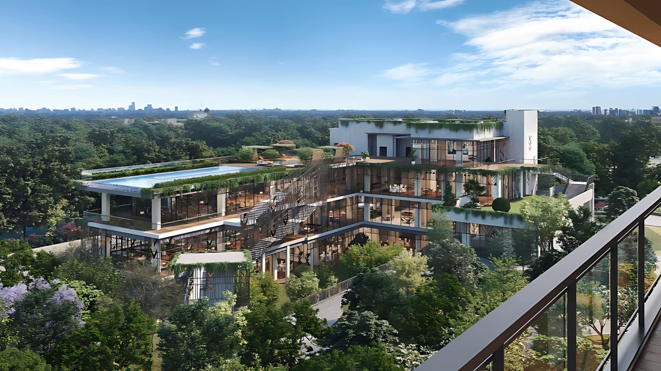 Premium clubhouse surrounded by lush greenery at Godrej Aristocrat Sector 49 Gurgaon
