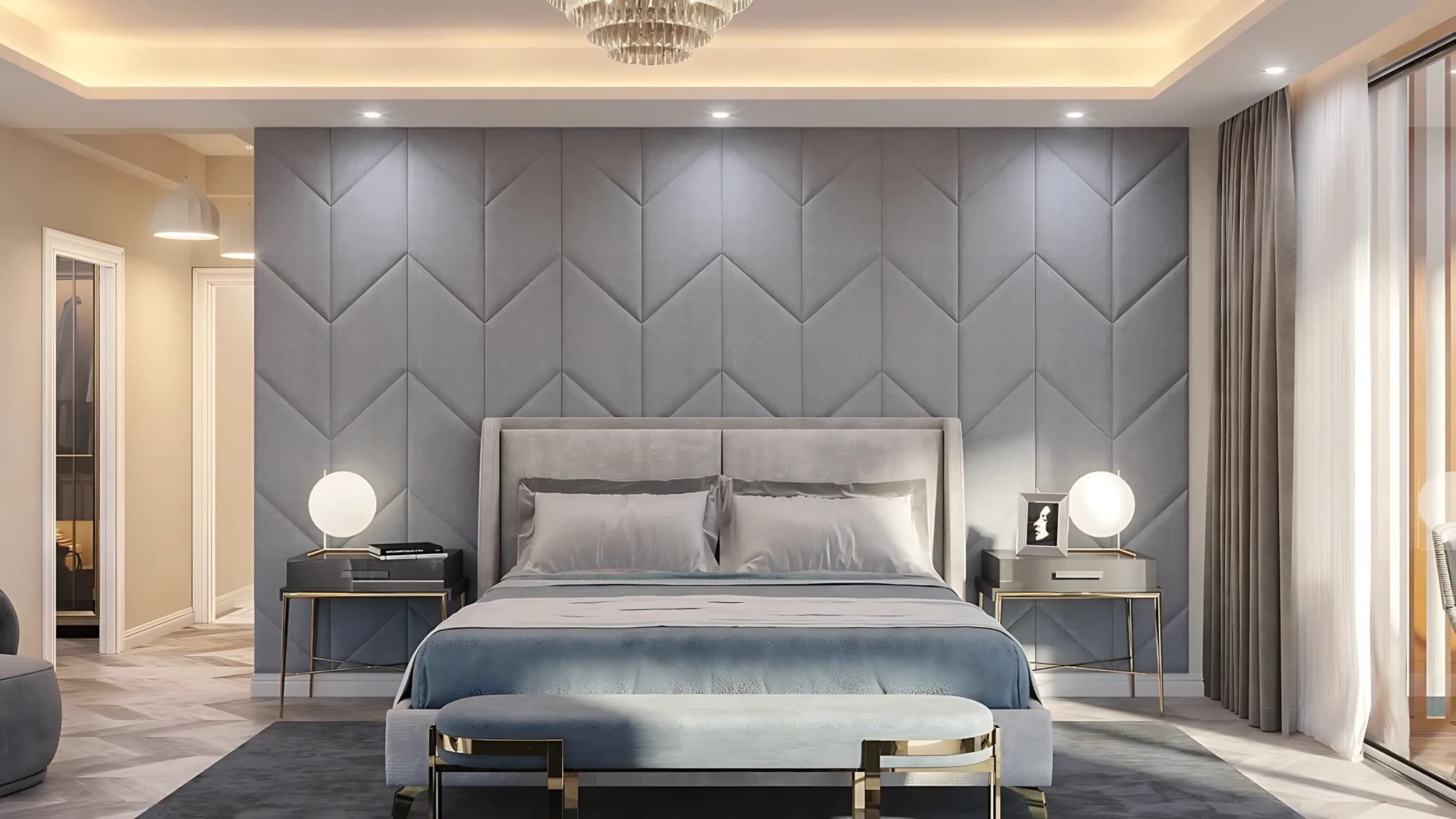 Premium bedroom with elegant interiors at Godrej Connaught One New Delhi