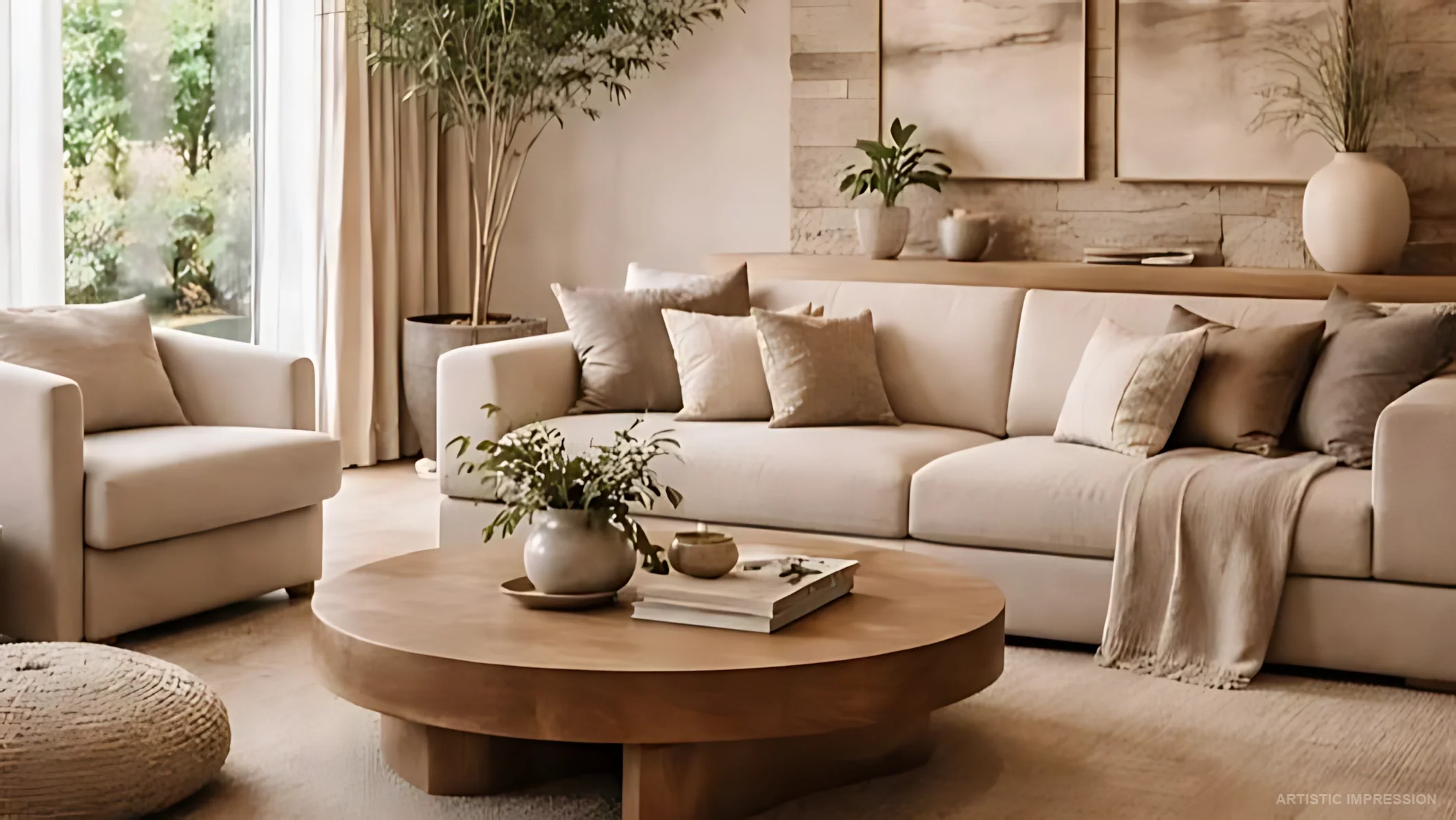 Elegant living room with contemporary interiors at Godrej Crown