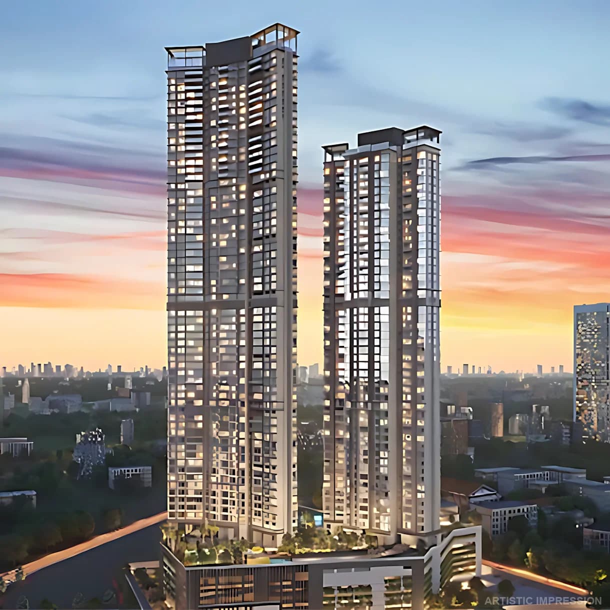 Landmark residential towers offering elevated urban living at Godrej Crown