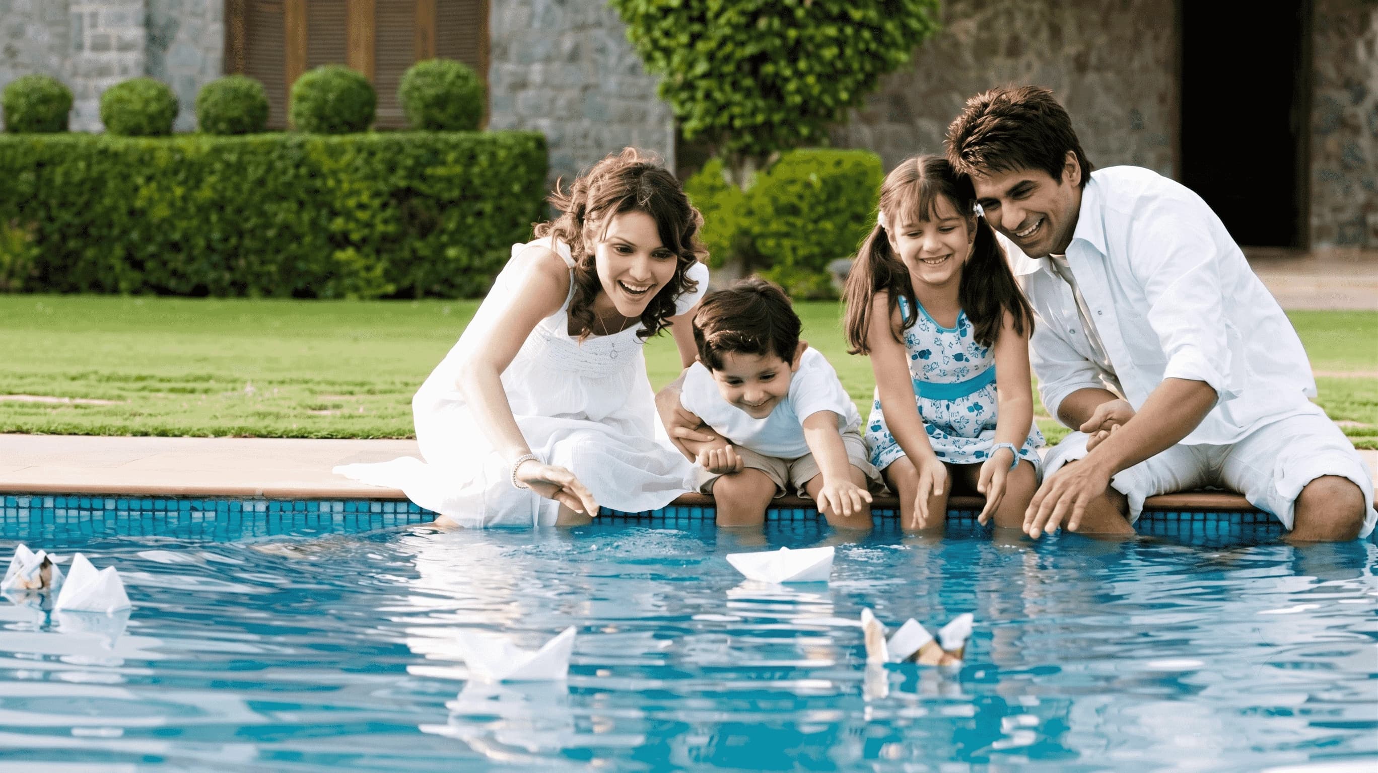 Family swimming pool and leisure amenities at Godrej Riverine Noida