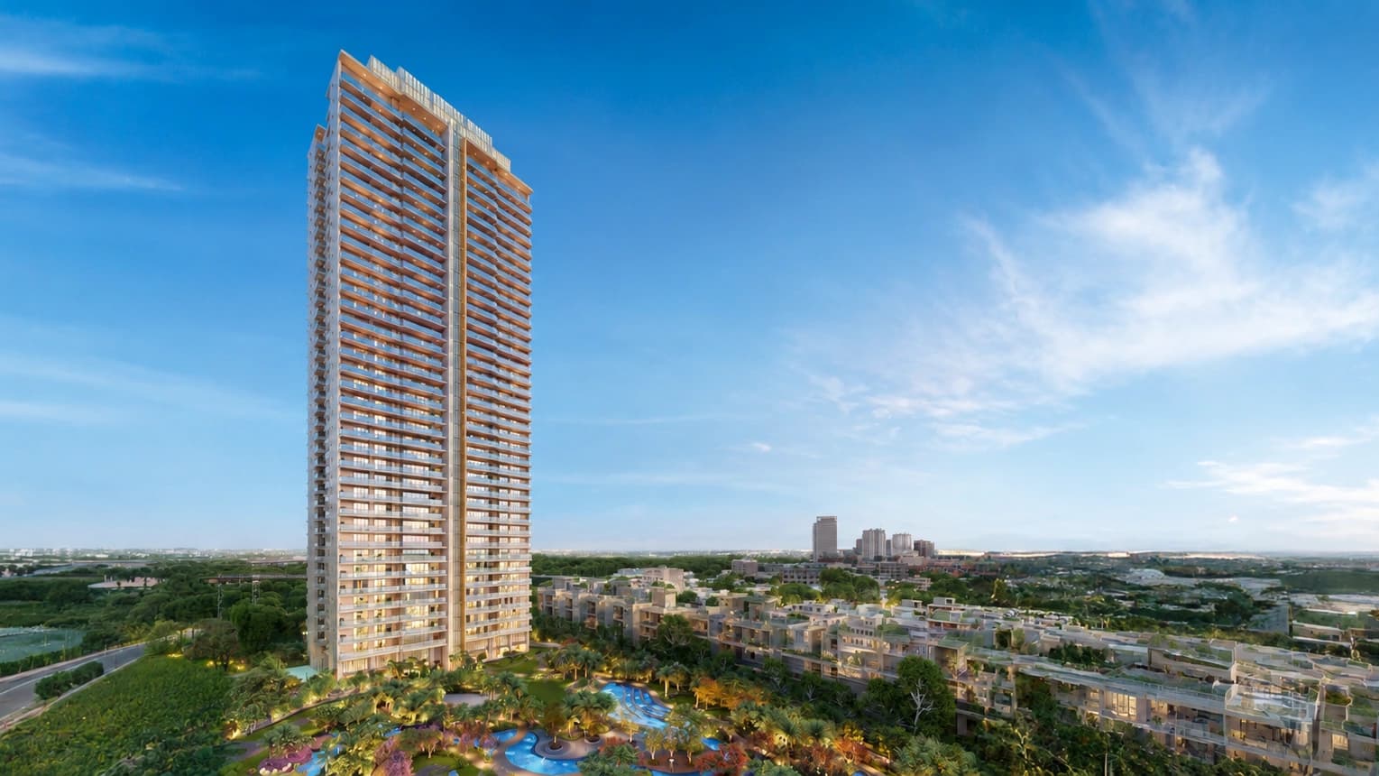 Godrej Riverine Sector 44 Noida luxury residential towers overlooking landscaped gardens and water features