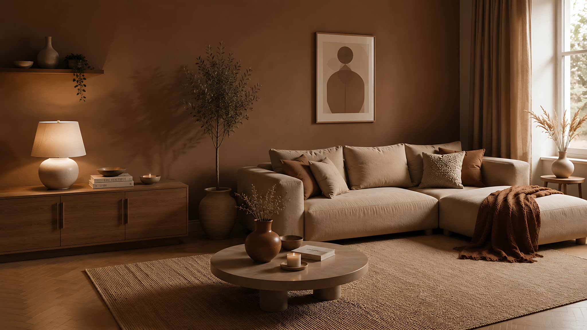 Elegant living room with premium interiors at Godrej Skyshore