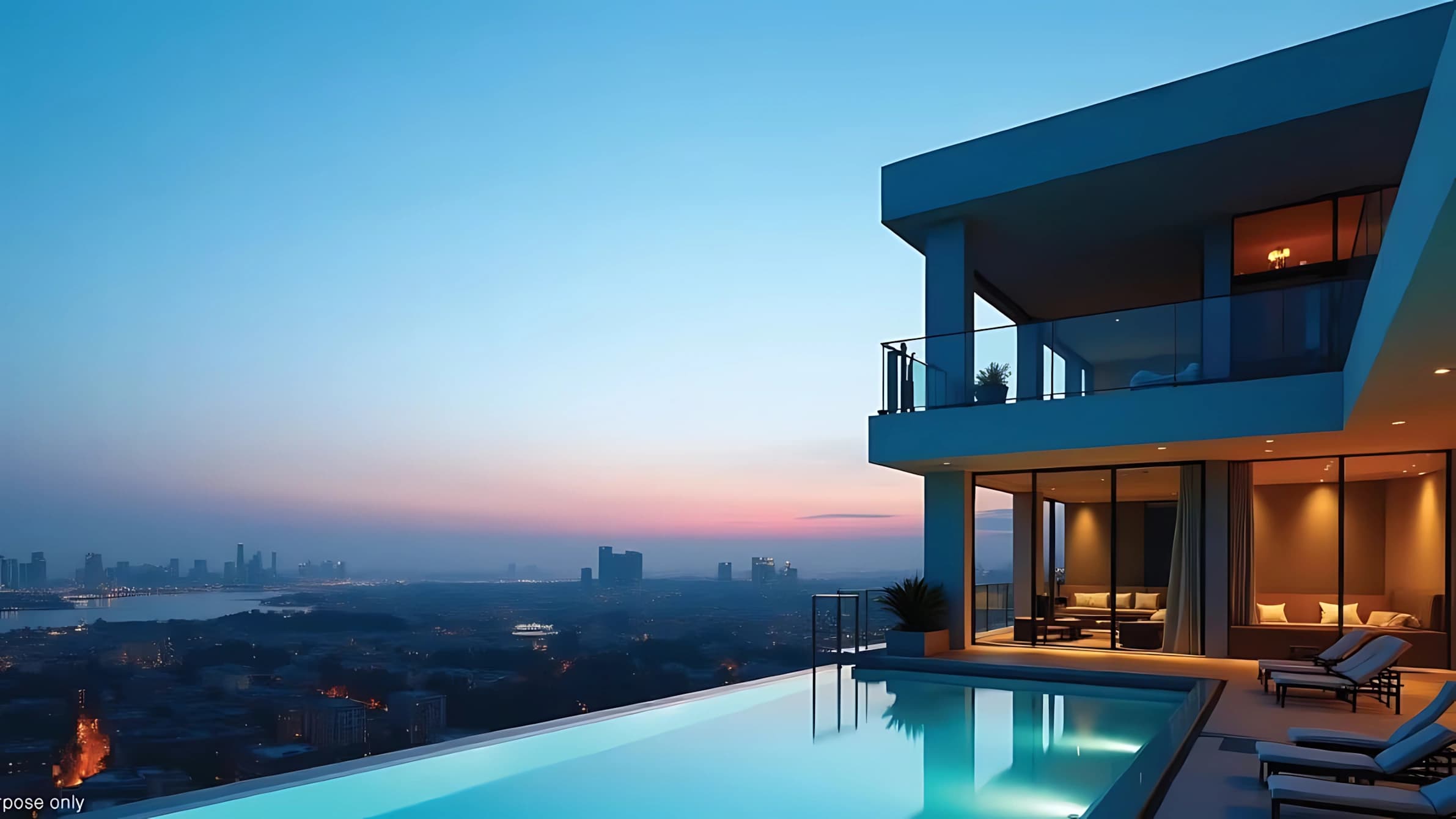Rooftop infinity pool with panoramic city views at Godrej Sora