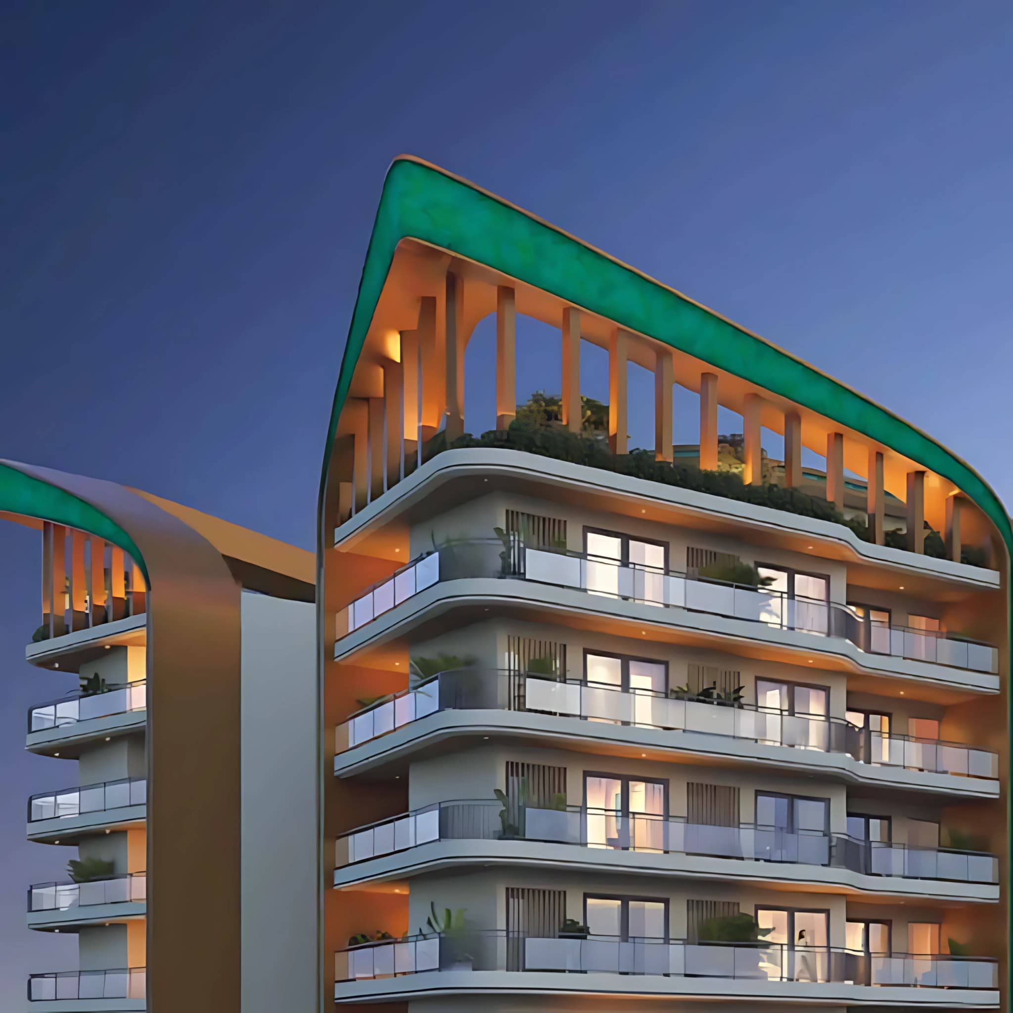 Contemporary residential towers within a master-planned township environment