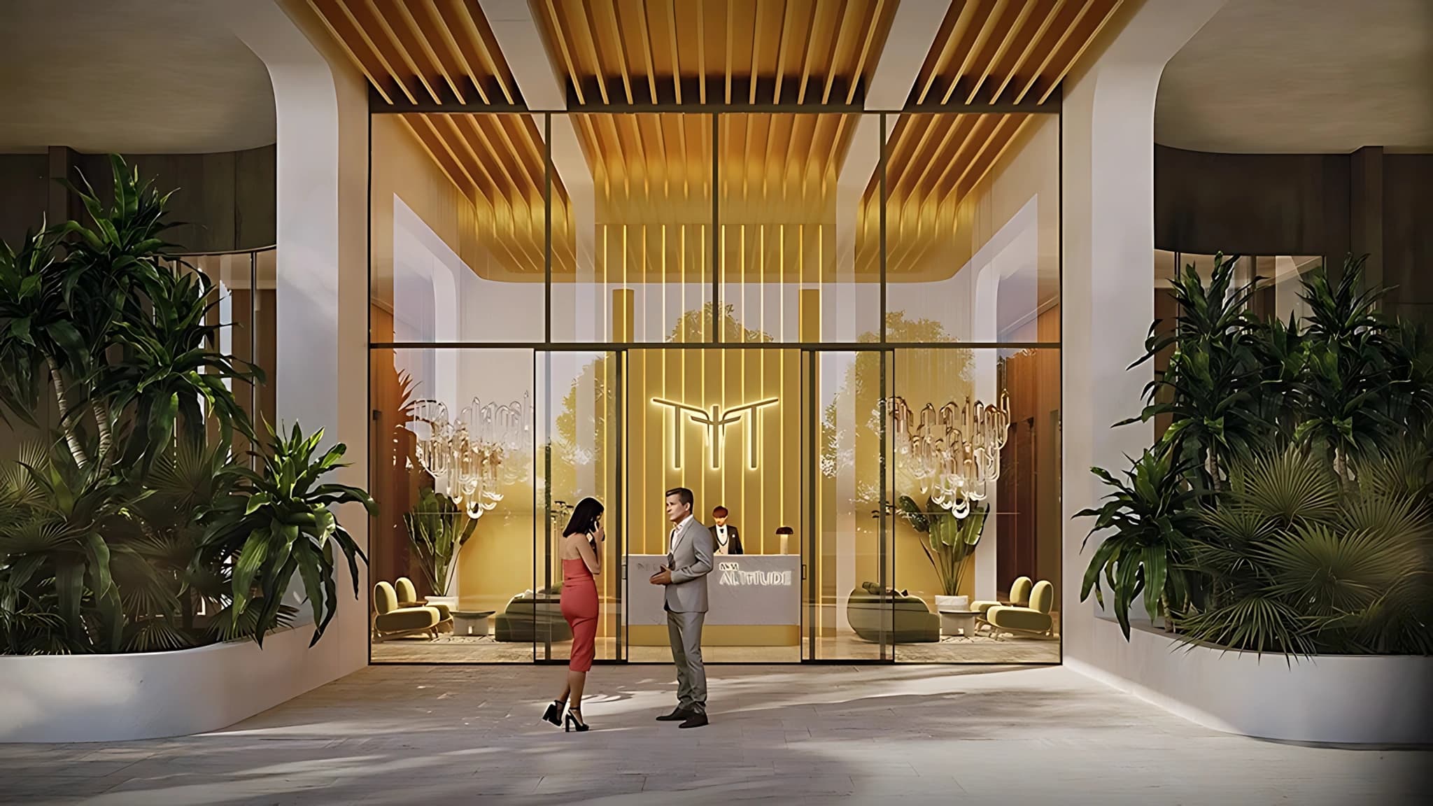 Grand double-height entrance lobby at M3M Altitude Golf Course Extension Road Gurgaon