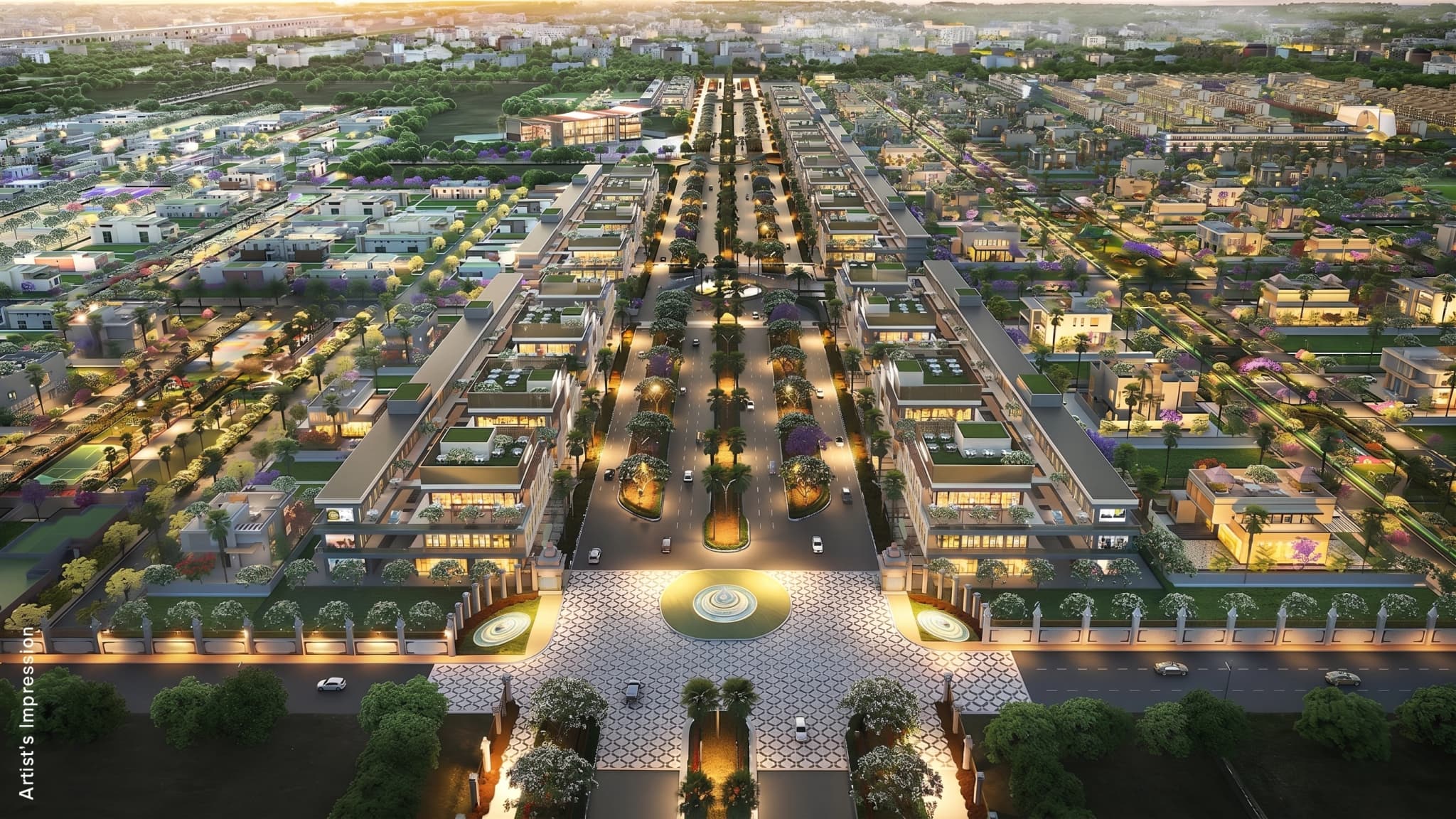 M3M City of Dreams Sector 89 New Gurugram aerial view showing the planned residential township and landscaped surroundings