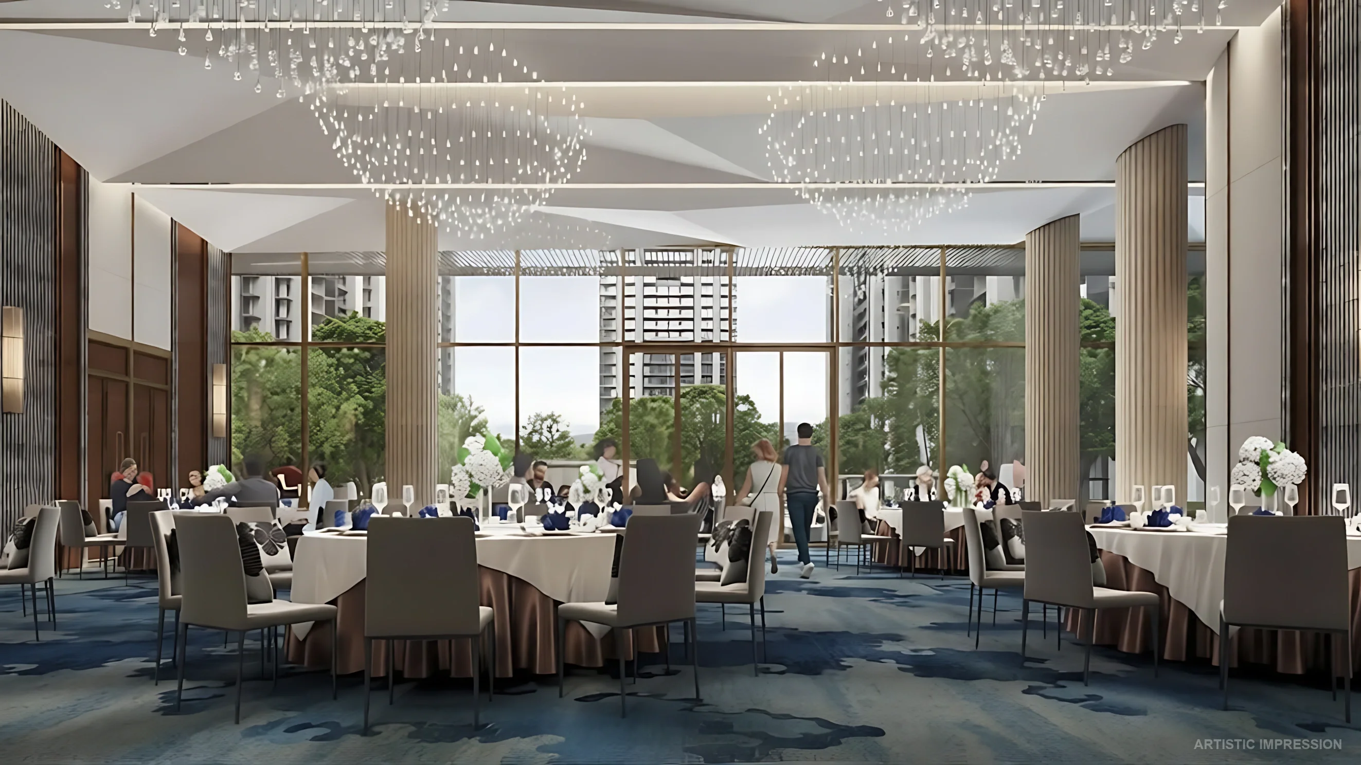Luxury double-height entrance lobby at M3M Golf Hills