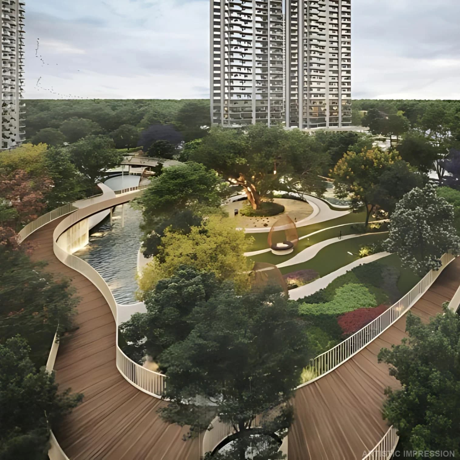 Integrated township landscape view at M3M GIC