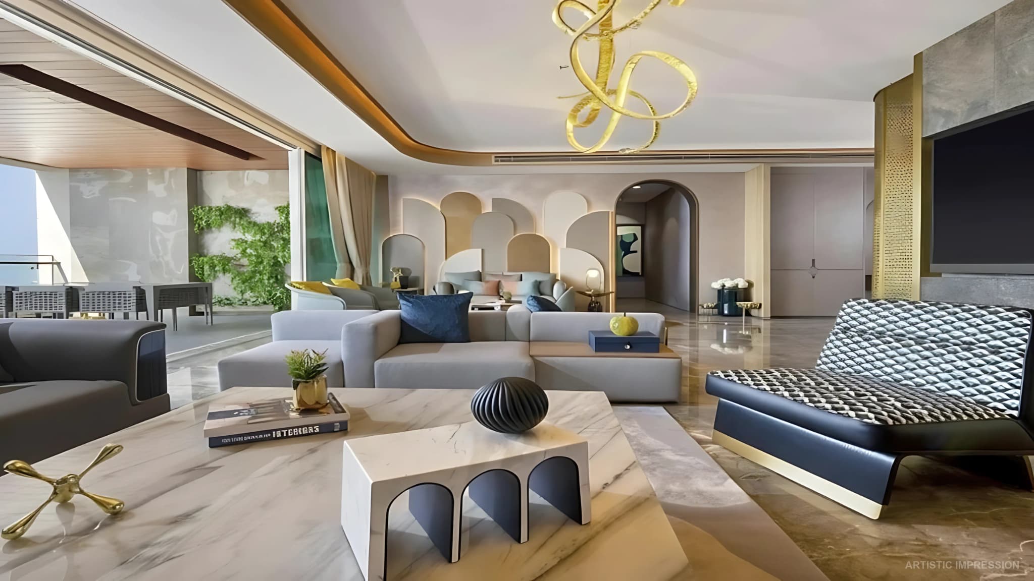Luxury interiors with custom designer lighting at M3M Jacob & Co residences