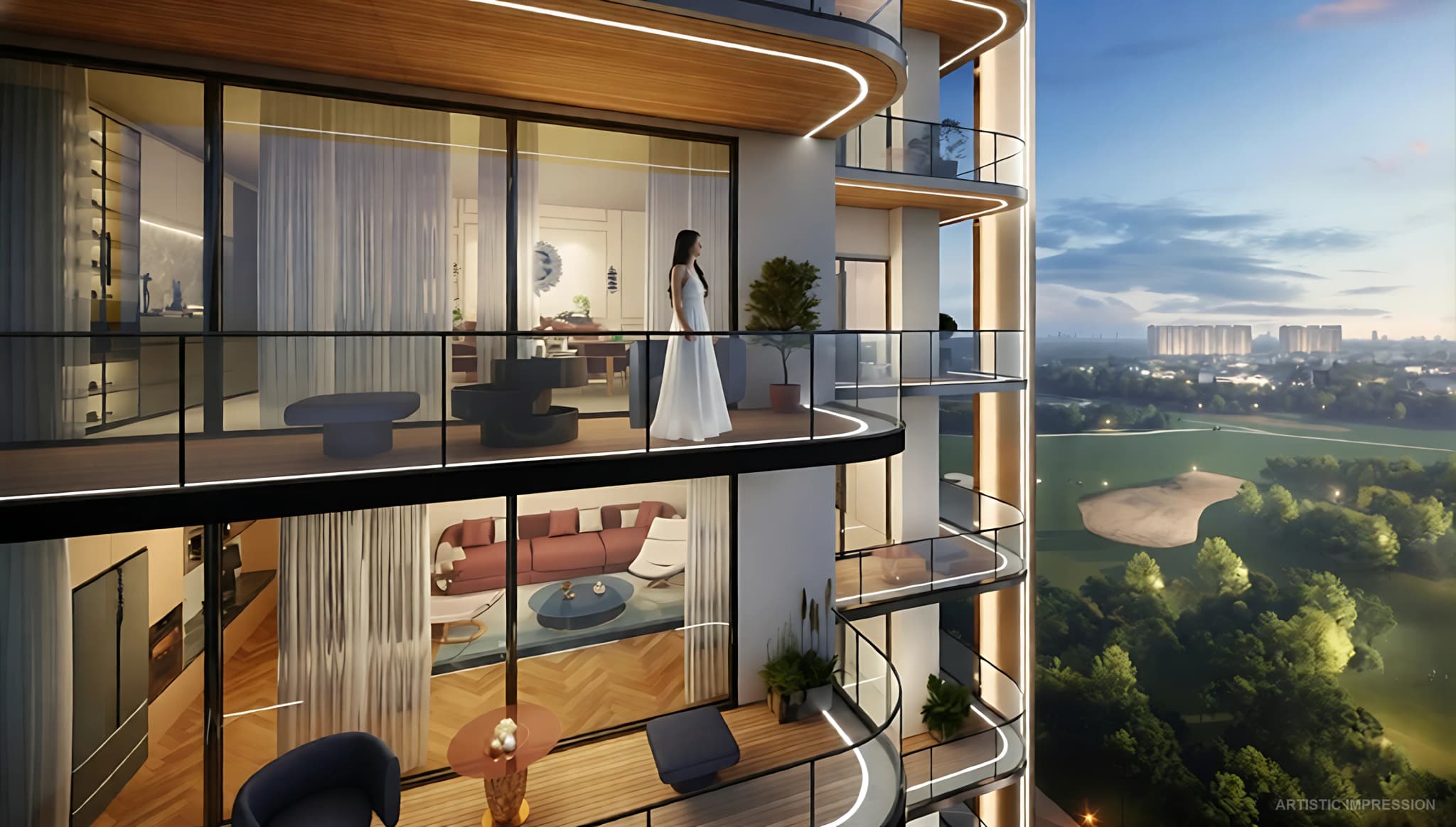 Luxury residence at M3M Jacob & Co with private balcony views and panoramic skyline