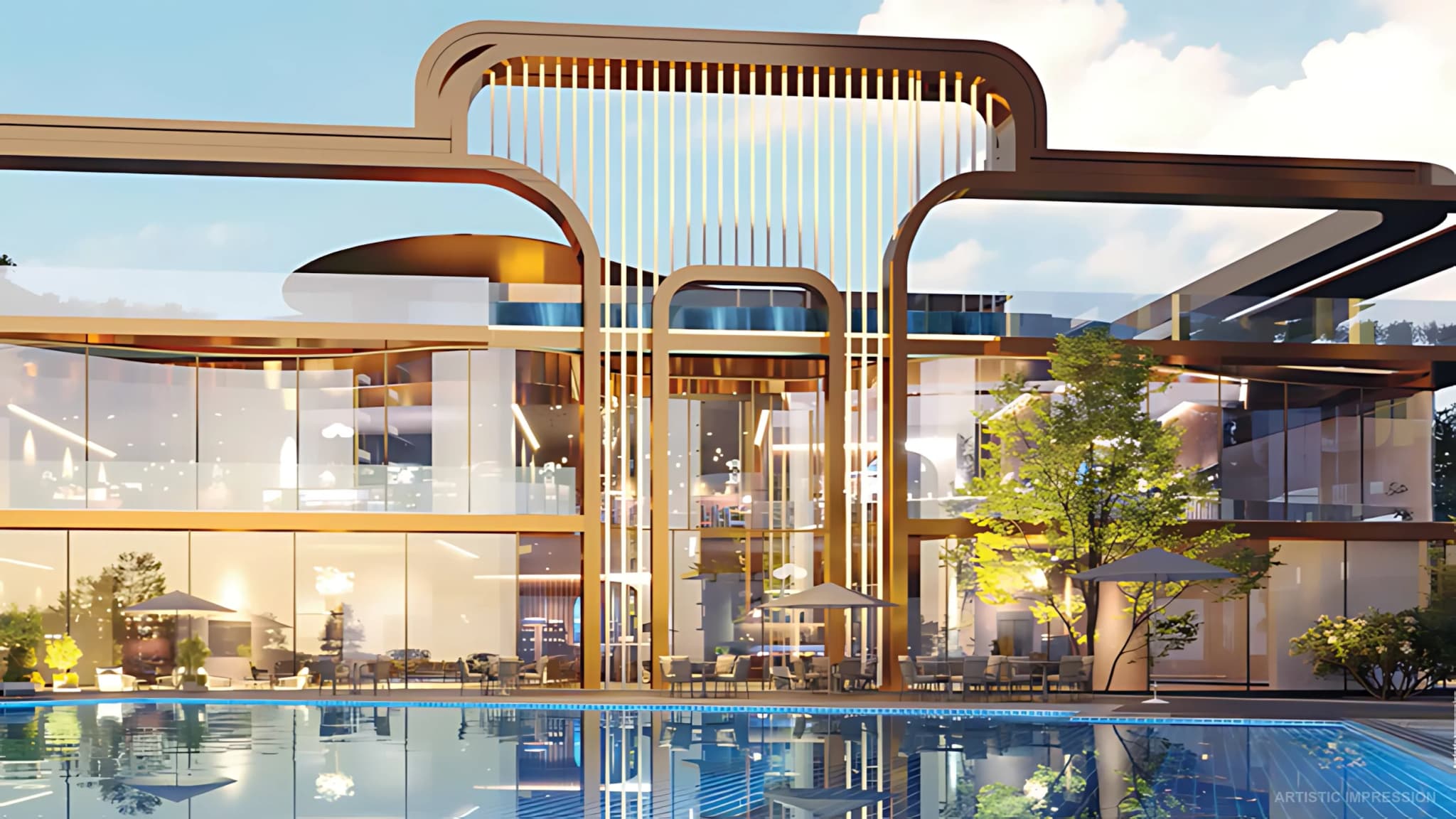 Magnum opus amenities at M3M Mansion with temperature-controlled pool, 18-hole chip-and-putt golf and clubhouse