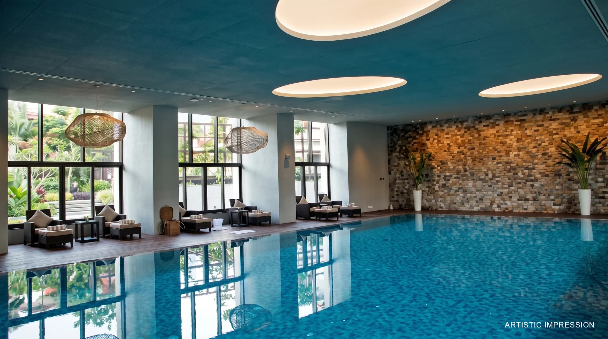 Luxury indoor swimming pool and wellness amenities at Max Antara