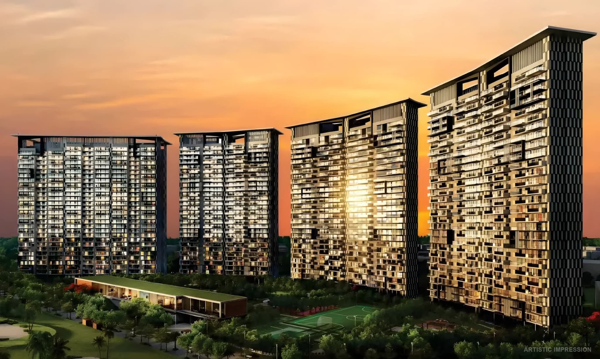 Prateek Canary Sector 150 Noida spacious 3 and 4 BHK residential towers in greens-and-sports sector