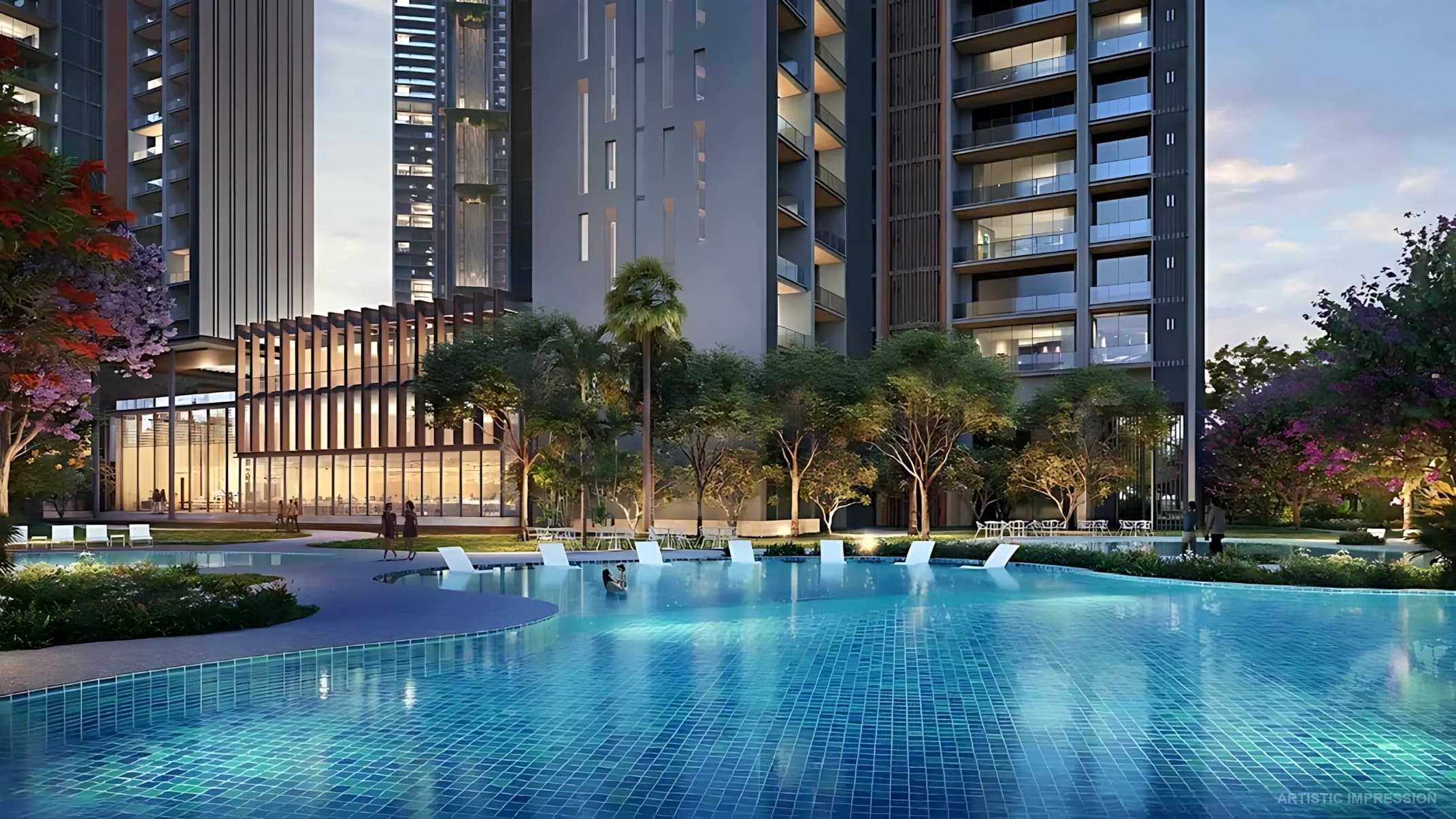 Premium amenities at Signature Global Titanium SPR with sky garden, lagoon pool and multi-sport courts