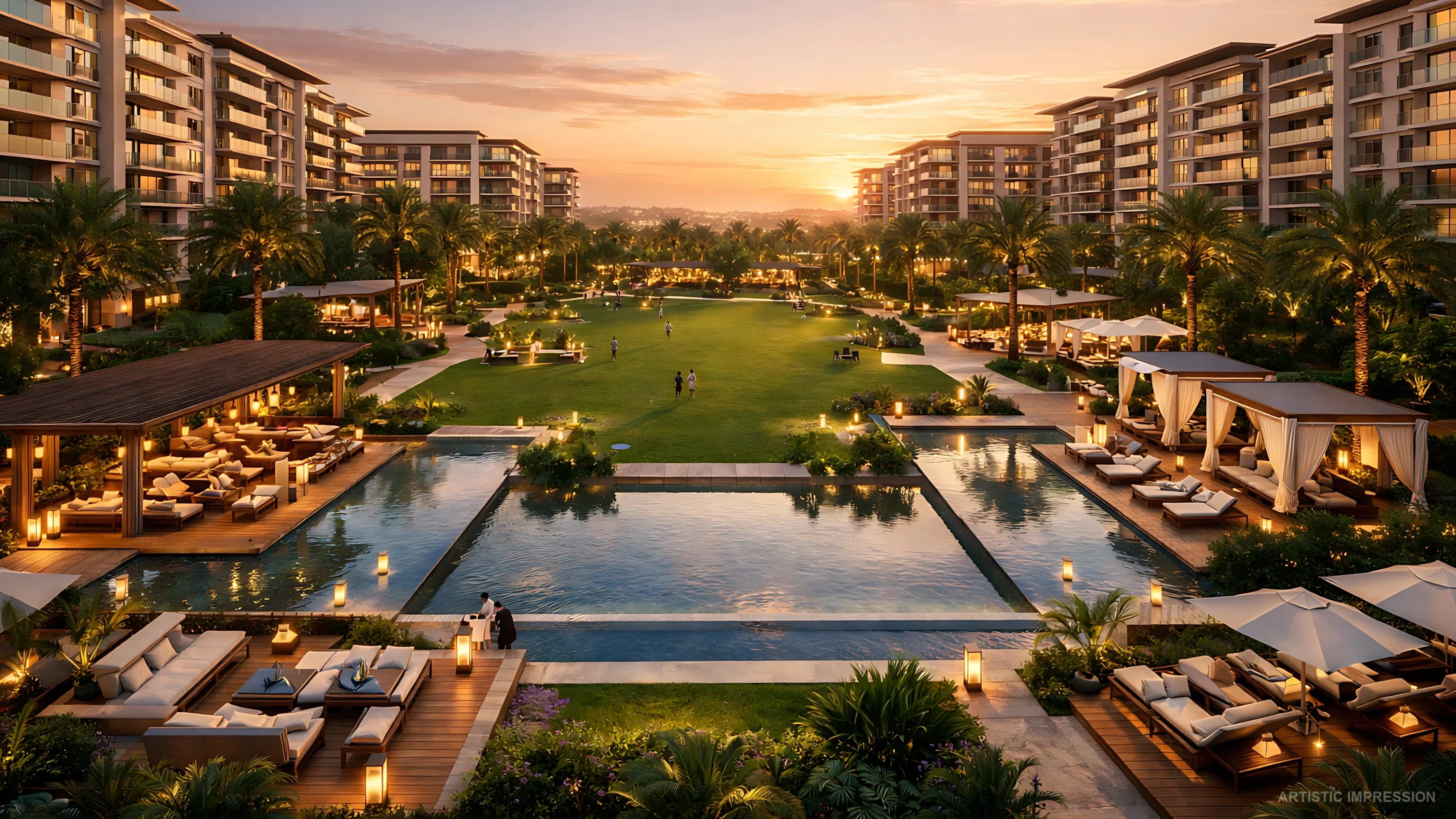 Resort vista highlight at Smartworld One DXP Sector 113 with continuous central landscape spine