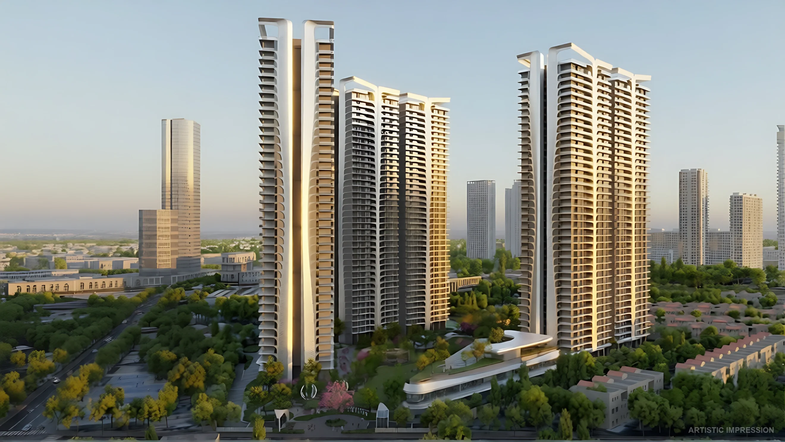 Smartworld The Edition Sector 66 Gurgaon ultra-luxury twin towers with illuminated facade and skyline view