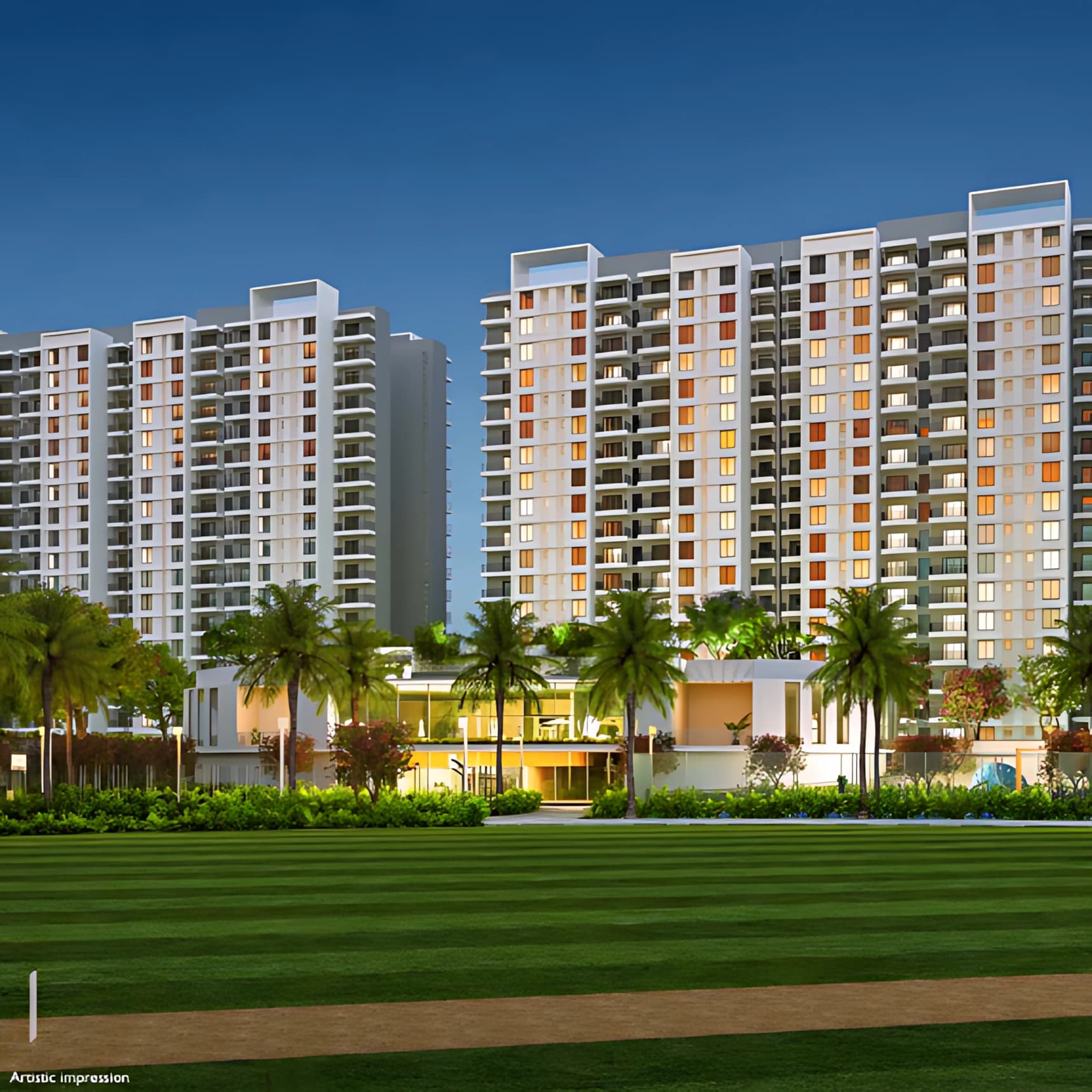 Premium residential towers overlooking expansive urban park landscapes in Gurgaon