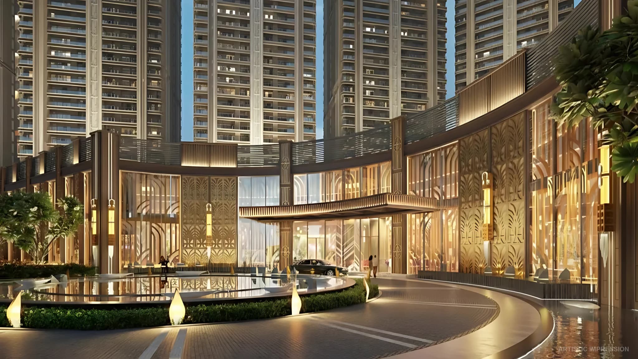 Grand entrance lobby with hotel-inspired architecture at The Westin Residences Gurugram